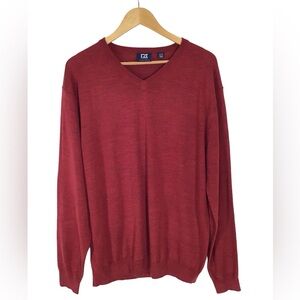 Cutter & Buck Douglas Merino Wool Blend V Neck Sweater Size XL
